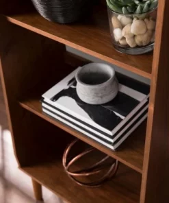 44.5" Belhope Mid-Century Modern Bookcase - Aiden Lane Brown