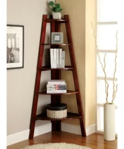 63.25" Lynch 5 Shelf Corner Bookcase - HOMES: Inside + Out White