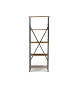 74.25" Lancashire Wood & Metal Bookcase Brown - Baxton Studio -Bookshelves Sales Shop unnamed file 4428