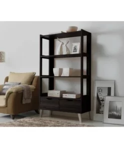 62.4" 2 Drawers Kalien Modern and Contemporary Bookshelf with Display Shelves Espresso Brown - Baxton Studio 9 62.4" 2 Drawers Kalien Modern and Contemporary Bookshelf with Display Shelves Espresso Brown - Baxton Studio -Bookshelves Sales Shop unnamed file 4432