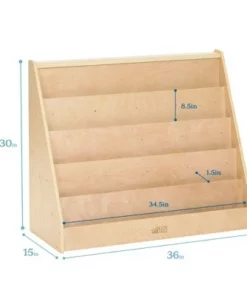 ECR4Kids Birch Hardwood Single-Sided Bookcase Display Stand for Kids, 5 Shelves, Natural Finish