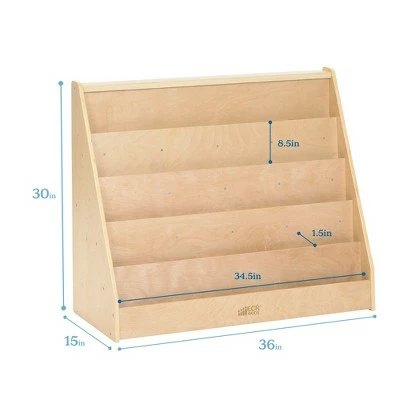 ECR4Kids Birch Hardwood Single-Sided Bookcase Display Stand for Kids, 5 Shelves, Natural Finish 3 ECR4Kids Birch Hardwood Single-Sided Bookcase Display Stand for Kids, 5 Shelves, Natural Finish