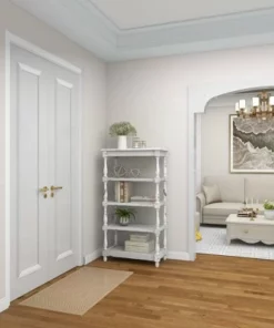 55" Metal and Wood 5 Tiered Wall Shelf White - Olivia & May -Bookshelves Sales Shop unnamed file 4540