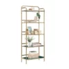 63" Coral Cape Bookcase with Metal and Glass Satin Gold - Sauder