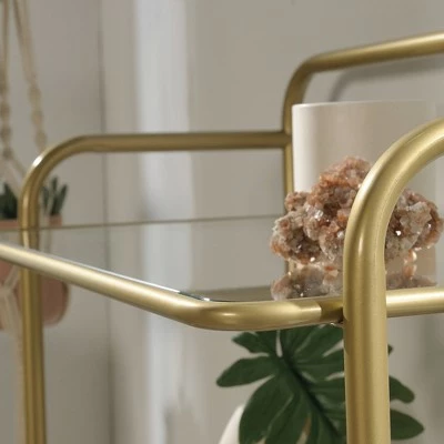 63" Coral Cape Bookcase with Metal and Glass Satin Gold - Sauder 7 63" Coral Cape Bookcase with Metal and Glass Satin Gold - Sauder - Image 5