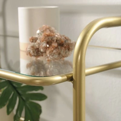 63" Coral Cape Bookcase with Metal and Glass Satin Gold - Sauder 9 63" Coral Cape Bookcase with Metal and Glass Satin Gold - Sauder - Image 7