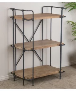 Yorktown 40.5" 3-Shelf Industrial Bookcase Brown - Christopher Knight Home