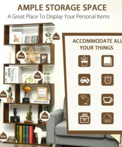 Costway 1/2 PCS 6 Tier S-Shaped Bookshelf Storage Display Bookcase Z-Shelf Coffee 19 Costway 1/2 PCS 6 Tier S-Shaped Bookshelf Storage Display Bookcase Z-Shelf Coffee -Bookshelves Sales Shop unnamed file 456