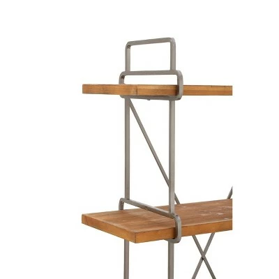 67" Metal and Wood 4 Tier Shelf Dark Brown - Olivia & May 6 67" Metal and Wood 4 Tier Shelf Dark Brown - Olivia & May - Image 4