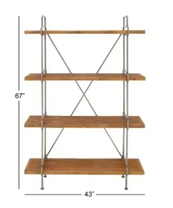 67" Metal and Wood 4 Tier Shelf Dark Brown - Olivia & May 11 67" Metal and Wood 4 Tier Shelf Dark Brown - Olivia & May -Bookshelves Sales Shop unnamed file 4570