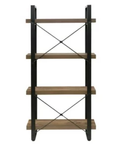 55" Bourbon Foundry 4 Tier Bookshelf Wood and Black Steel Oak - OneSpace -Bookshelves Sales Shop unnamed file 4575