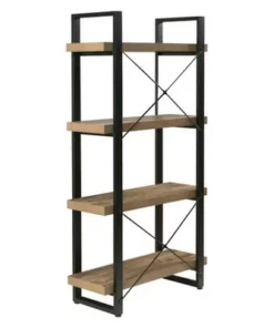 55" Bourbon Foundry 4 Tier Bookshelf Wood and Black Steel Oak - OneSpace -Bookshelves Sales Shop unnamed file 4578