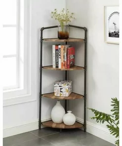 50.25" Beeme 4 Tier Corner Bookshelf Sand Black/Light Pure Copper - HOMES: Inside + Out