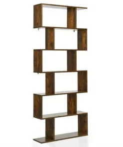 Costway 1/2 PCS 6 Tier S-Shaped Bookshelf Storage Display Bookcase Z-Shelf Coffee 23 Costway 1/2 PCS 6 Tier S-Shaped Bookshelf Storage Display Bookcase Z-Shelf Coffee -Bookshelves Sales Shop unnamed file 460