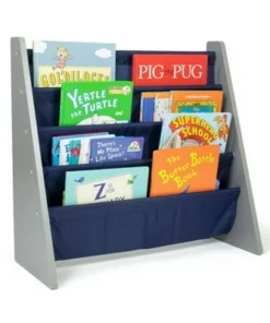Newport Kids' Bookshelf 4 Tier Book Organizer Navy/Gray - Humble Crew