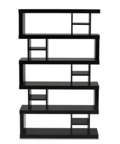 57.01" Dora Wood 5 Tier Geometric Bookshelf Dark Brown - Baxton Studio