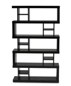 57.01" Dora Wood 5 Tier Geometric Bookshelf Dark Brown - Baxton Studio -Bookshelves Sales Shop unnamed file 4617