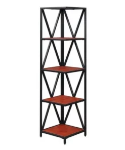 Breighton Home Tucson Metal 5 Tier Corner Bookcase - Johar Furniture Gray/black -Bookshelves Sales Shop unnamed file 4635