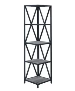 Breighton Home Tucson Metal 5 Tier Corner Bookcase - Johar Furniture Gray/black -Bookshelves Sales Shop unnamed file 4636