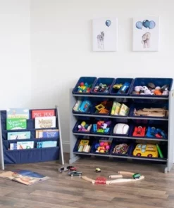 Newport Kids' Bookshelf 4 Tier Book Organizer Navy/Gray - Humble Crew -Bookshelves Sales Shop unnamed file 465