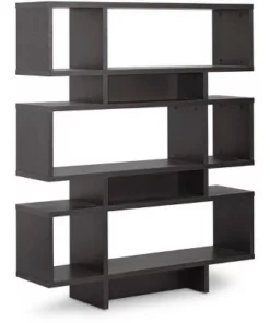 Cassidy 52.6" 6 Level Modern Bookshelf Dark Brown - Baxton Studio