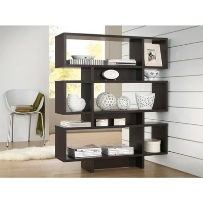 Cassidy 52.6" 6 Level Modern Bookshelf Dark Brown - Baxton Studio 4 Cassidy 52.6" 6 Level Modern Bookshelf Dark Brown - Baxton Studio - Image 2