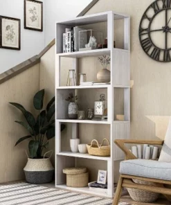 70.75" Montalva 5 Shelf Bookcase White Oak - HOMES: Inside + Out -Bookshelves Sales Shop unnamed file 4666