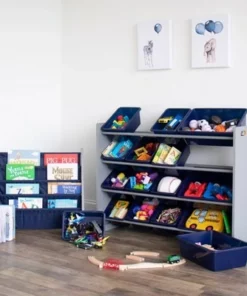 Newport Kids' Bookshelf 4 Tier Book Organizer Navy/Gray - Humble Crew -Bookshelves Sales Shop unnamed file 467