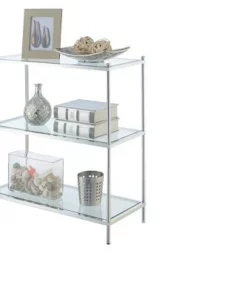 30.25" Royal Crest 3 Tier Bookcase Chrome - Breighton Home