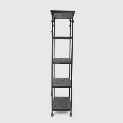 72.5" Hampden Industrial 4 Shelf Bookcase Gray - Christopher Knight Home 5 72.5" Hampden Industrial 4 Shelf Bookcase Gray - Christopher Knight Home - Image 3