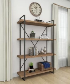 Olivia & May 67" Tall Industrial Metal and Wood Bookshelf Brown - Olivia & May -Bookshelves Sales Shop unnamed file 4714