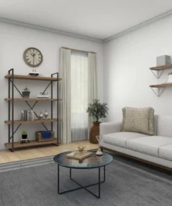 Olivia & May 67" Tall Industrial Metal and Wood Bookshelf Brown - Olivia & May -Bookshelves Sales Shop unnamed file 4719