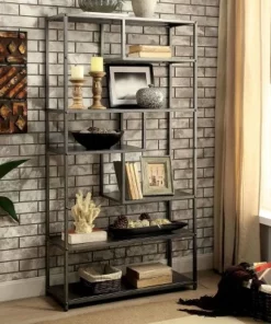 69" Dustin 6 Shelf Bookcase Dark Gray - HOMES: Inside + Out