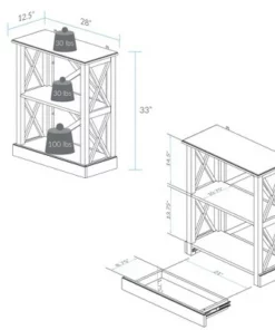 33" Jackson 3 Shelf Bookcase with Concealed Drawer Black - Flora Home -Bookshelves Sales Shop unnamed file 4754