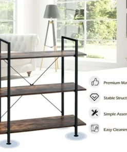 Costway 3-Tier Bookshelf Industrial Bookcase Display Shelf Storage Rack Rustic Brown -Bookshelves Sales Shop unnamed file 477