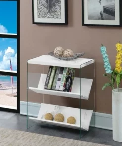 27.75" Soho Bookcase White Faux Marble - Breighton Home