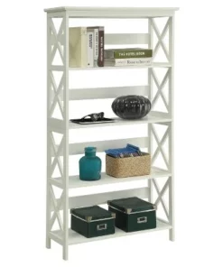 60" Oxford 5 Tier Bookcase White - Breighton Home