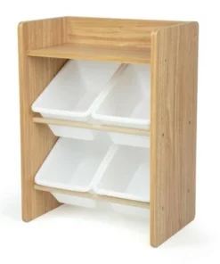 Kids' End Table Nightstand with 4 Storage Bins - Humble Crew Natural/white -Bookshelves Sales Shop unnamed file 48