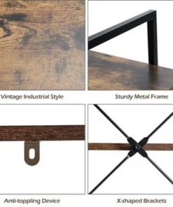 Costway 3-Tier Bookshelf Industrial Bookcase Display Shelf Storage Rack Rustic Brown -Bookshelves Sales Shop unnamed file 480