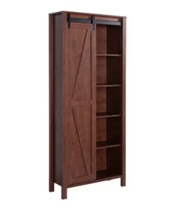 72" Arbolada Sliding Door Bookcase - HOMES: Inside + Out White Oak
