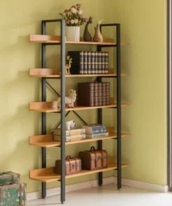 Fabulaxe Industrial 5 Shelf Wood and Metal Etagere Rustic Bookcase Free Standing Bookshelf 12 Fabulaxe Industrial 5 Shelf Wood and Metal Etagere Rustic Bookcase Free Standing Bookshelf -Bookshelves Sales Shop unnamed file 4835