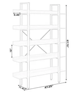 Fabulaxe Industrial 5 Shelf Wood and Metal Etagere Rustic Bookcase Free Standing Bookshelf 13 Fabulaxe Industrial 5 Shelf Wood and Metal Etagere Rustic Bookcase Free Standing Bookshelf -Bookshelves Sales Shop unnamed file 4836