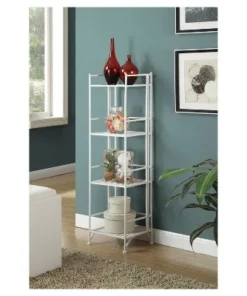 45" 4 Tier Folding Metal Shelf White - Breighton Home -Bookshelves Sales Shop unnamed file 4841