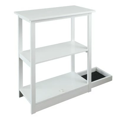 34" Adams 3 Shelf Bookcase with Concealed Sliding Track White - Flora Home 3 34" Adams 3 Shelf Bookcase with Concealed Sliding Track White - Flora Home
