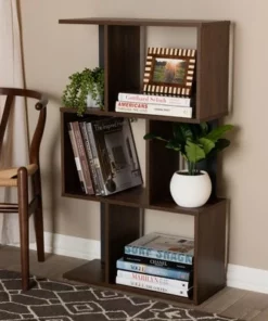 40.2" Legende Finished Display Bookcase Brown/Dark Gray - Baxton Studio