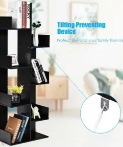 Costway 8-Tier Bookshelf Bookcase w/8 Open Compartments Space-Saving Storage Rack White/Black -Bookshelves Sales Shop unnamed file 487