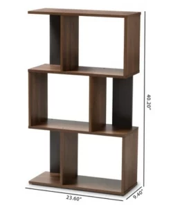 40.2" Legende Finished Display Bookcase Brown/Dark Gray - Baxton Studio -Bookshelves Sales Shop unnamed file 4870