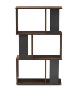 40.2" Legende Finished Display Bookcase Brown/Dark Gray - Baxton Studio -Bookshelves Sales Shop unnamed file 4873