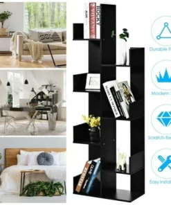 Costway 8-Tier Bookshelf Bookcase w/8 Open Compartments Space-Saving Storage Rack White/Black -Bookshelves Sales Shop unnamed file 488