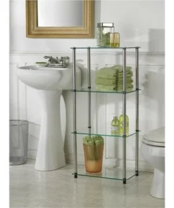 39" Designs2Go Classic Glass 4 Tier Tower - Breighton Home Clear -Bookshelves Sales Shop unnamed file 4880